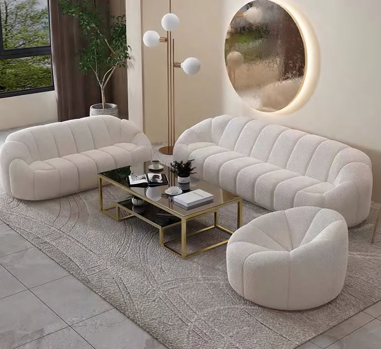 Luxury Upholstered Three Seater Sofa for Hotels, DFUP 3014 01