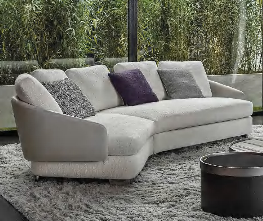 DFUP-3157 02 Elegant Curved Three-Seater Sofa with Plush Upholstery, DFUP 3157 02