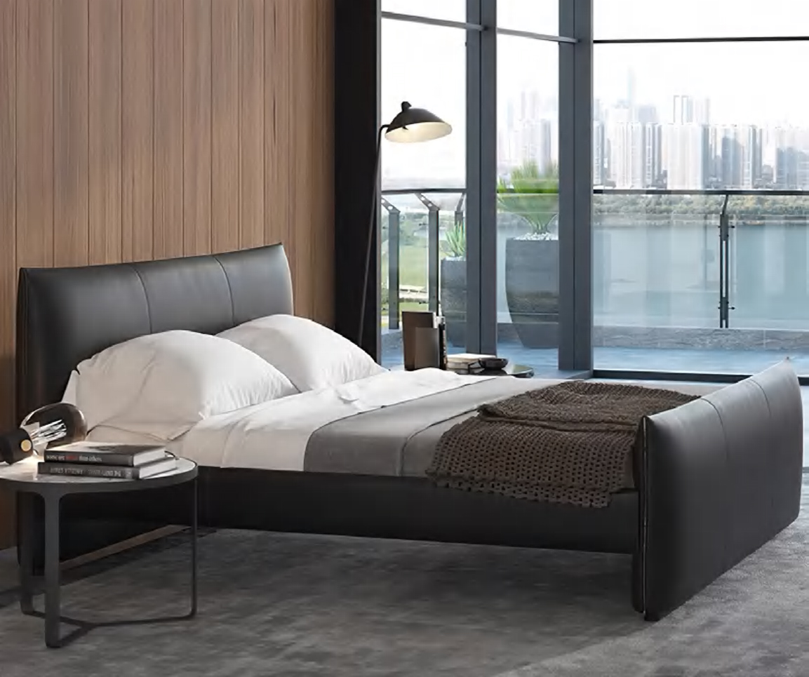 Minimalist Wingback Bed with Premium Upholstery, DFUP 4059 02