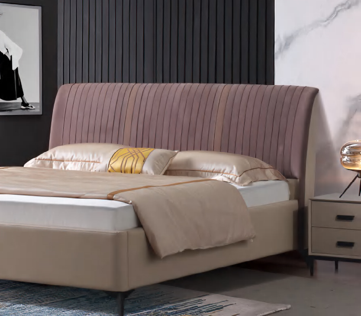 DFUP-4064 02 Luxury Wingback Bed with Plush Comfort, DFUP 4064 02