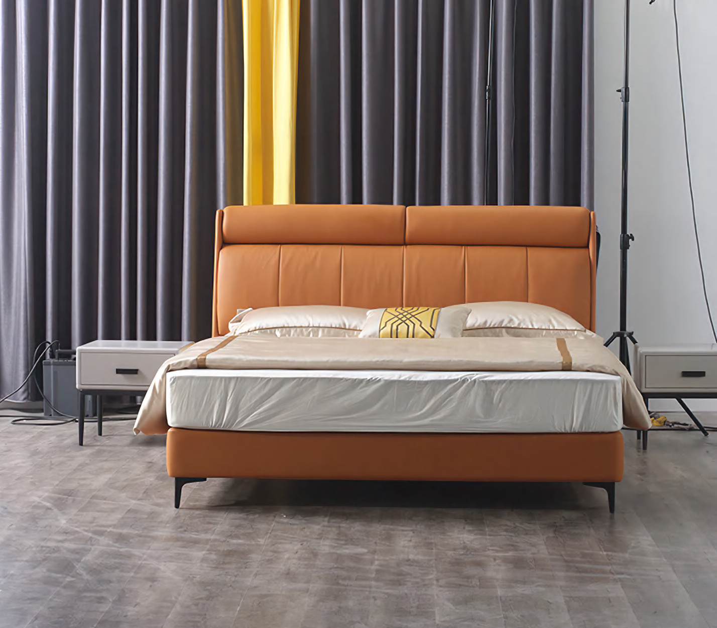 Modern Upholstered Bed with Elegant Wingback, DFUP 4074 01
