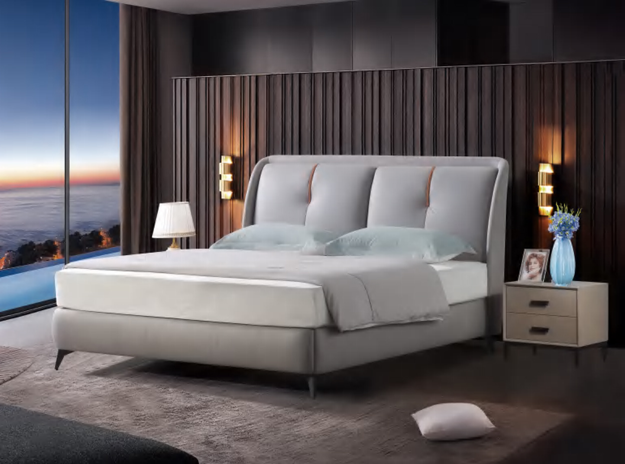 Chic Wingback Bed with Luxurious Upholstery, DFUP 4079 02