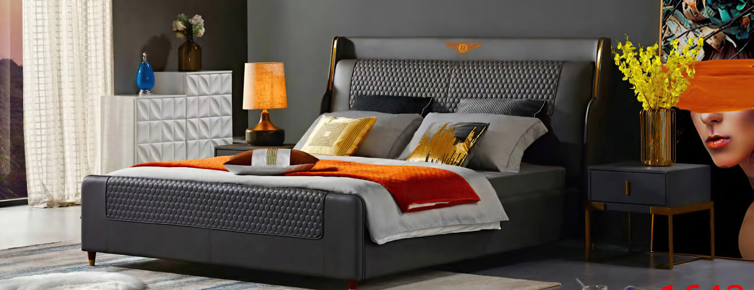 Sleek Wingback Bed with Modern Upholstery, DFUP 4094 01