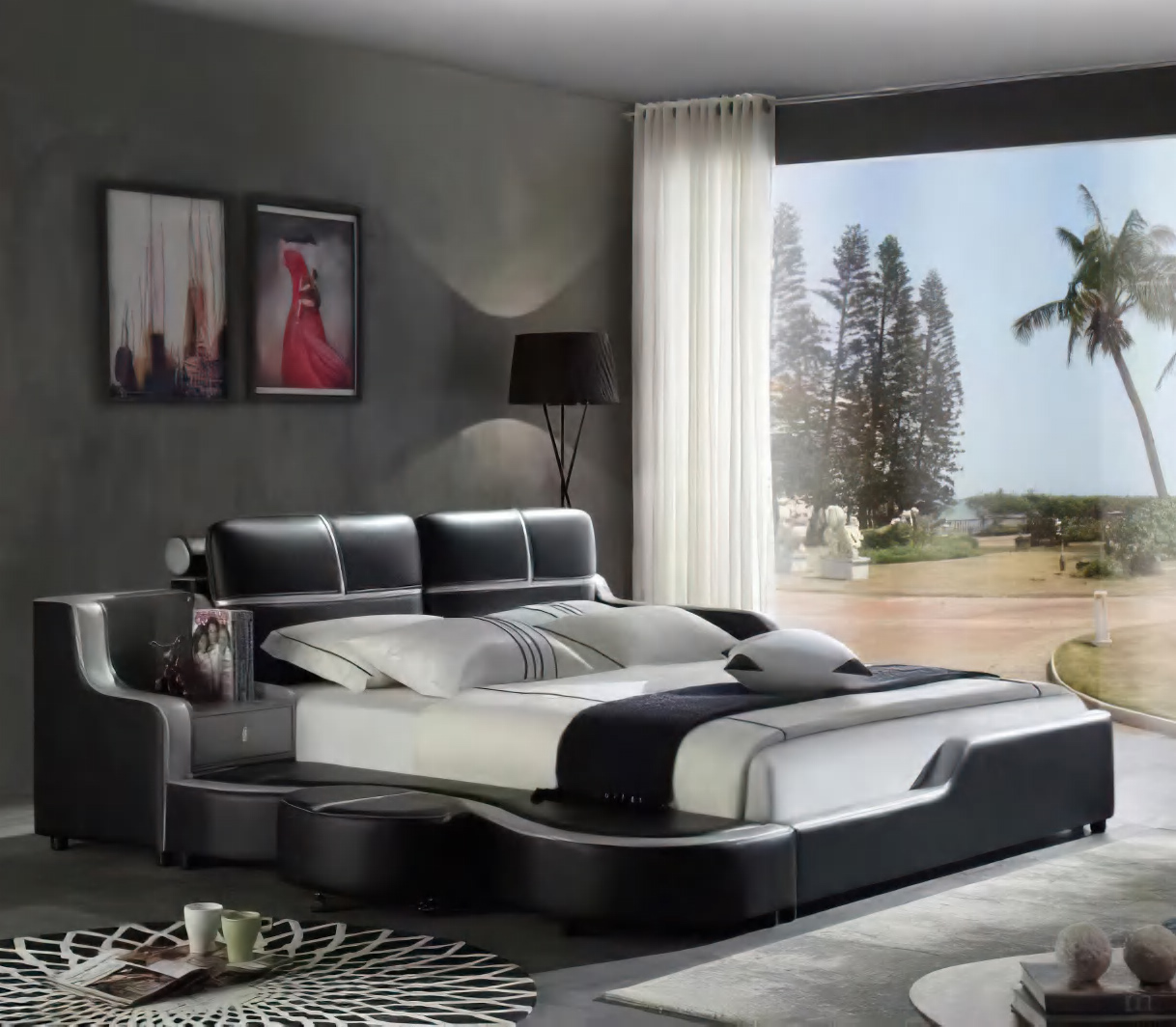 DFUP-4103 01 Elegant Wingback Bed with Plush Upholstery, DFUP 4103 01