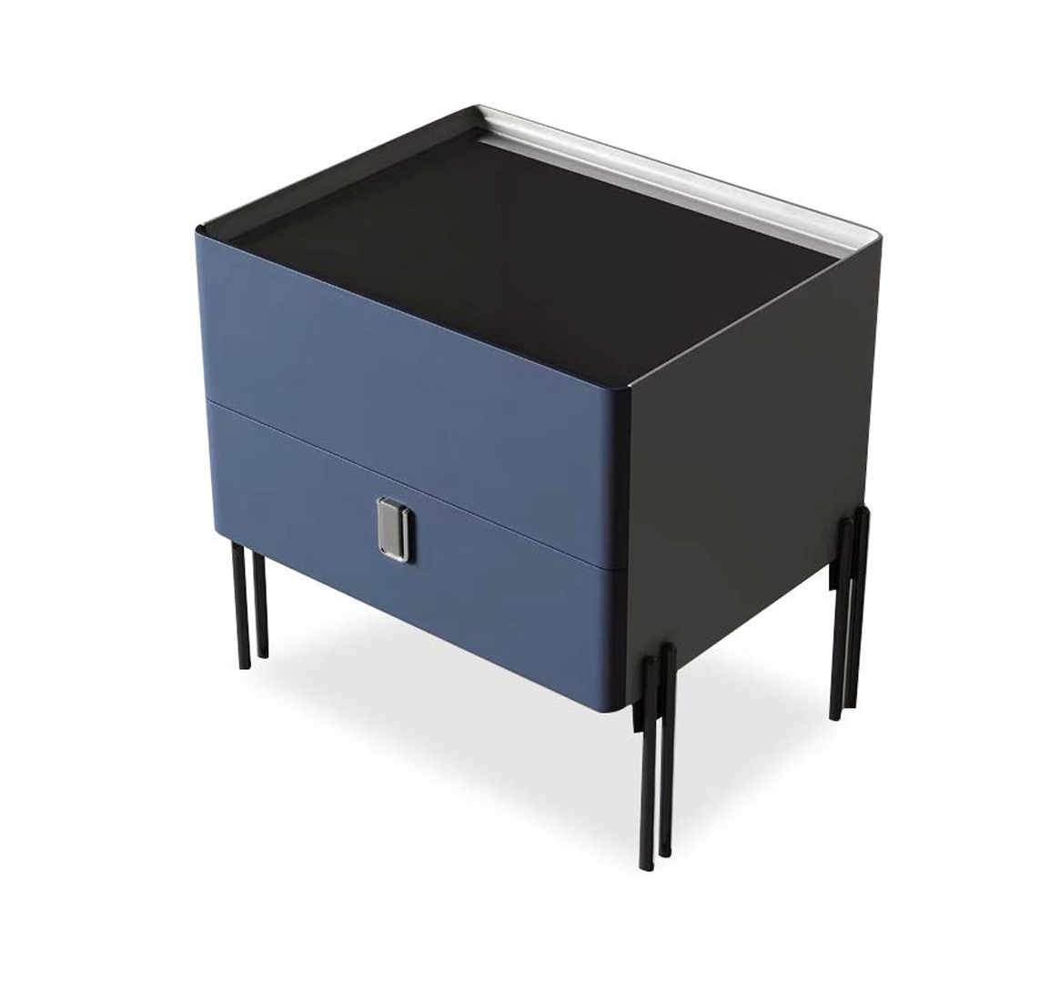 Classic Blue Solid Wood Nightstand with Drawer - Size 2, DFUP 5002 1 02
