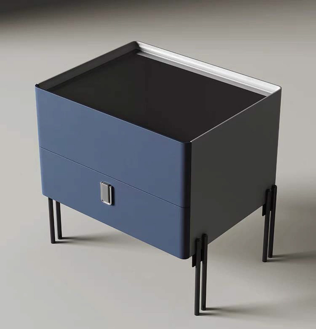 Classic Blue Solid Wood Nightstand with Drawer - Size 2, DFUP 5002 3 01