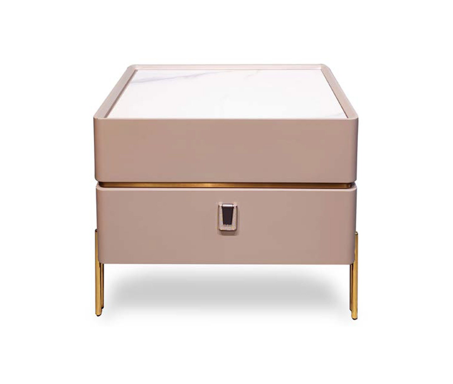 Luxurious Solid Wood Nightstand with Gold Accents, DFUP 5003 02