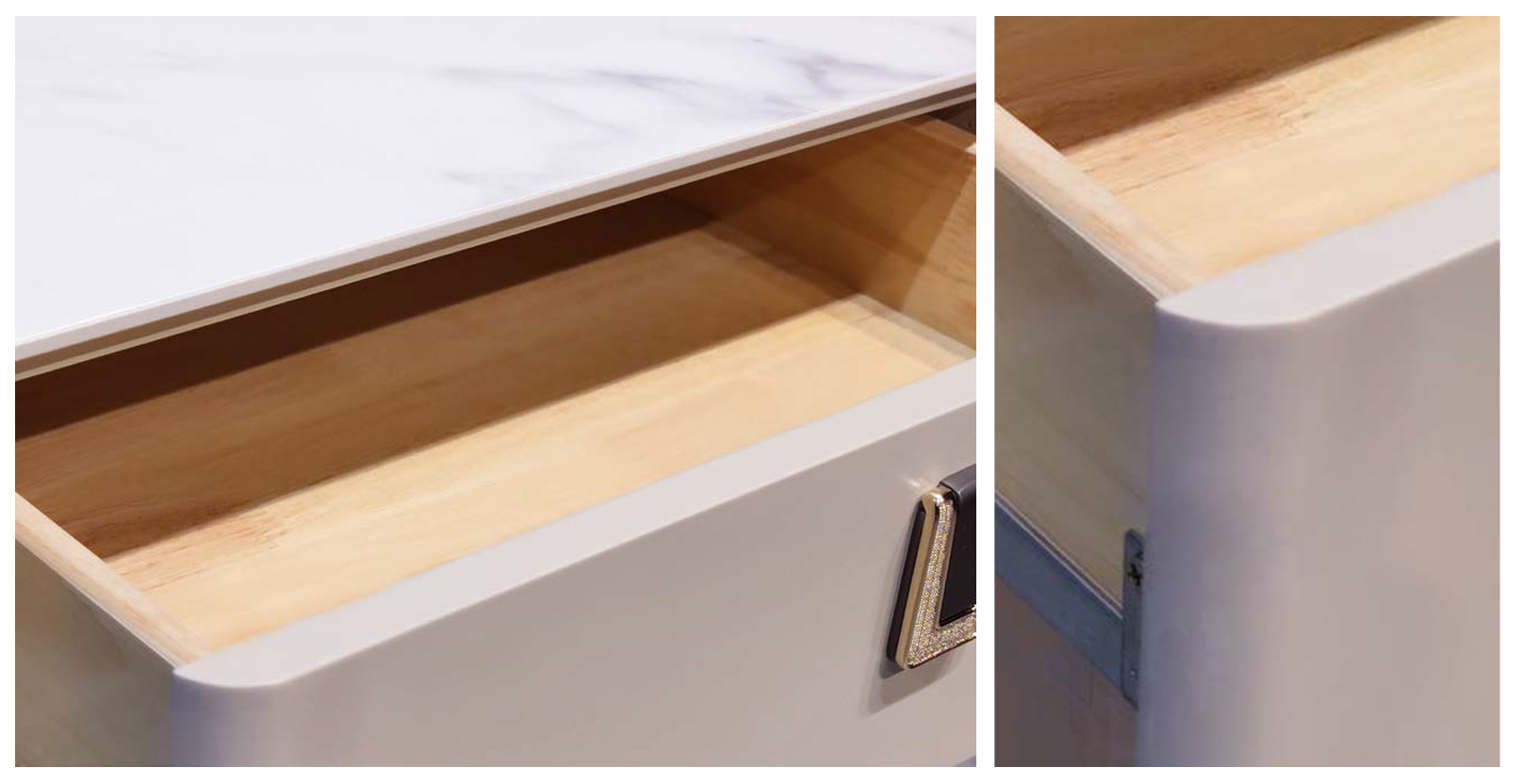 Elegant Solid Wood Nightstand with Two Drawers, DFUP 5004 1 03