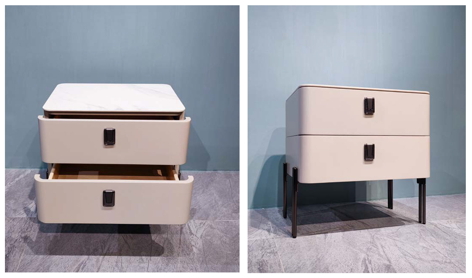 Modern Solid Wood Nightstand with Two Drawers, DFUP 5005 2 03