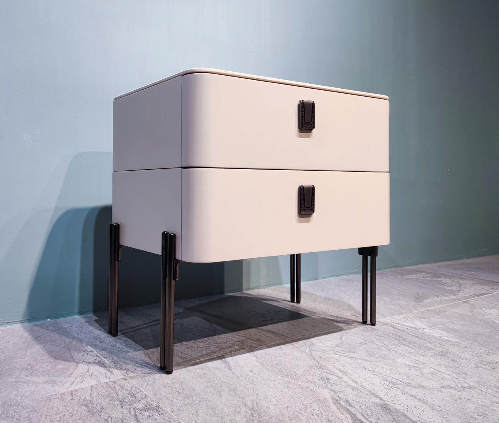 Modern Solid Wood Nightstand with Two Drawers, DFUP 5005 2