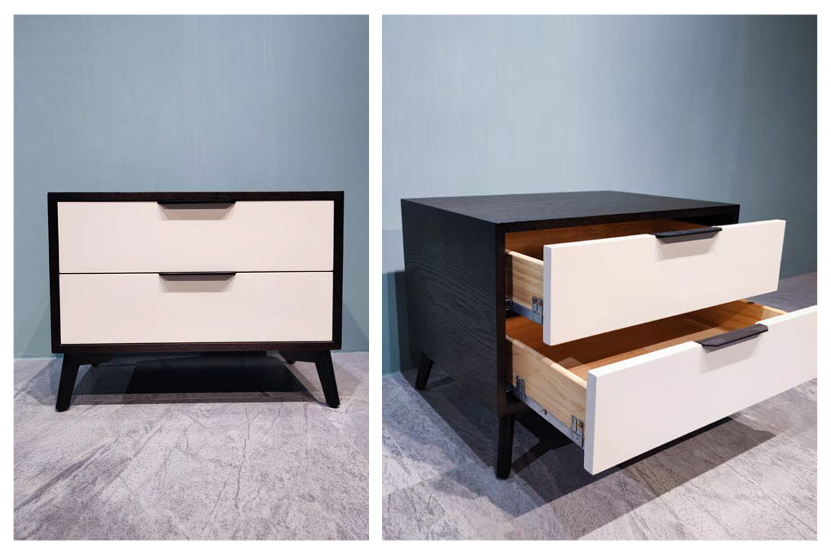 Classic Elegant Solid Wood Nightstand with Two Drawers, DFUP 5049 03