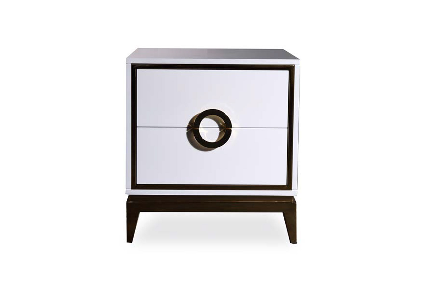 Elegant Solid Wood Nightstand with Simple Design and Two Drawers, DFUP 5052 02