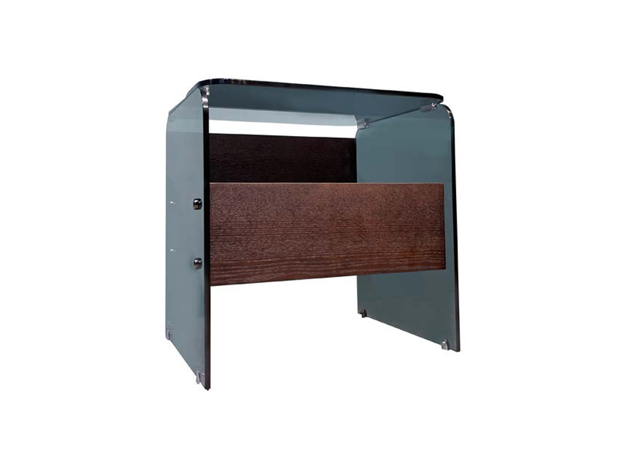 Luxury Solid Wood Nightstand with Glass Top and Side Panels, DFUP 5105 02