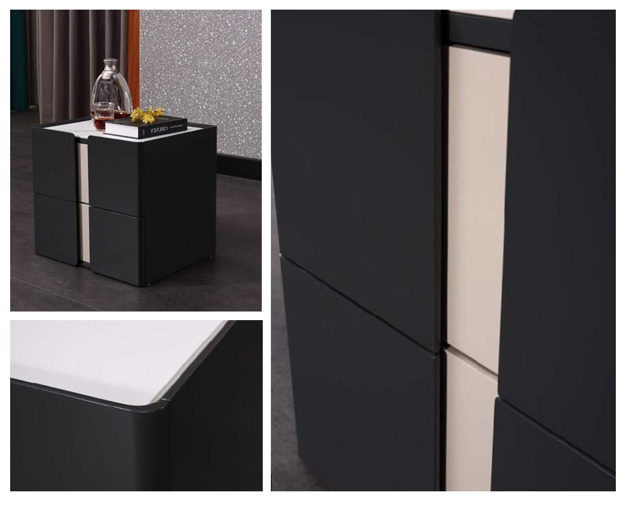 Luxury Solid Wood Nightstand with Elegant Finish, DFUP 5115 06