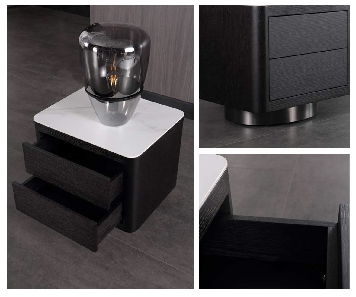 Chic Solid Wood Nightstand with Sleek Finish, DFUP 5162 03