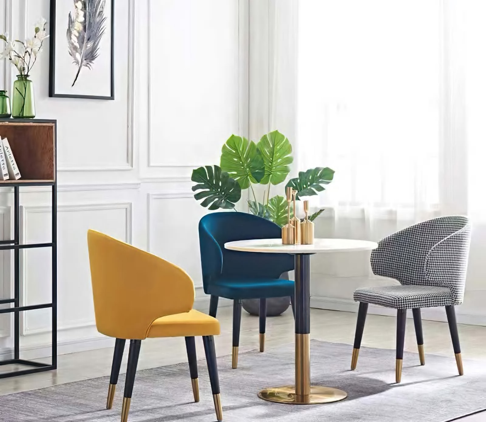 Luxury Upholstered Dining Chair With Metal Structure, DFUP 1061 01