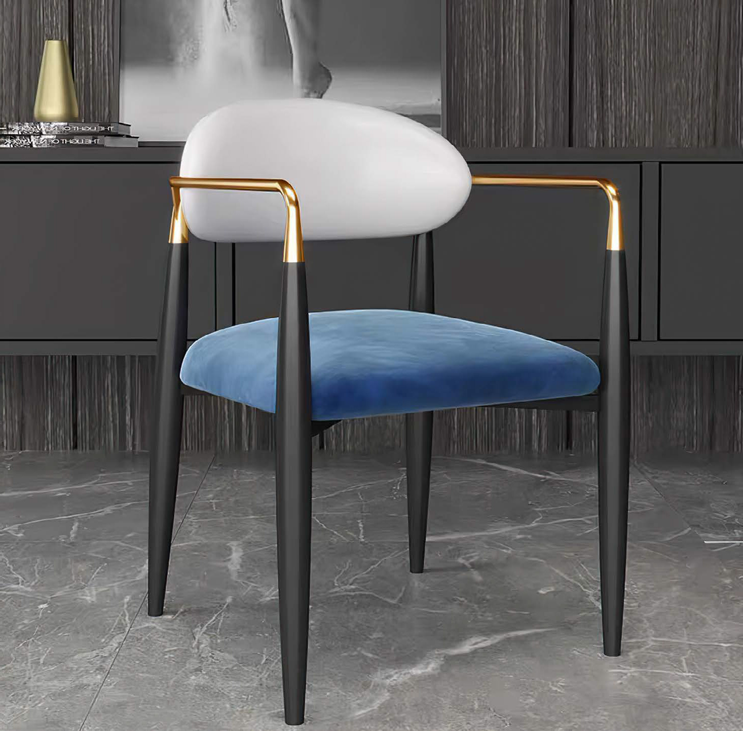 Sophisticated Upholstered Dining Chair With Metal Structure, DFUP 1062 01