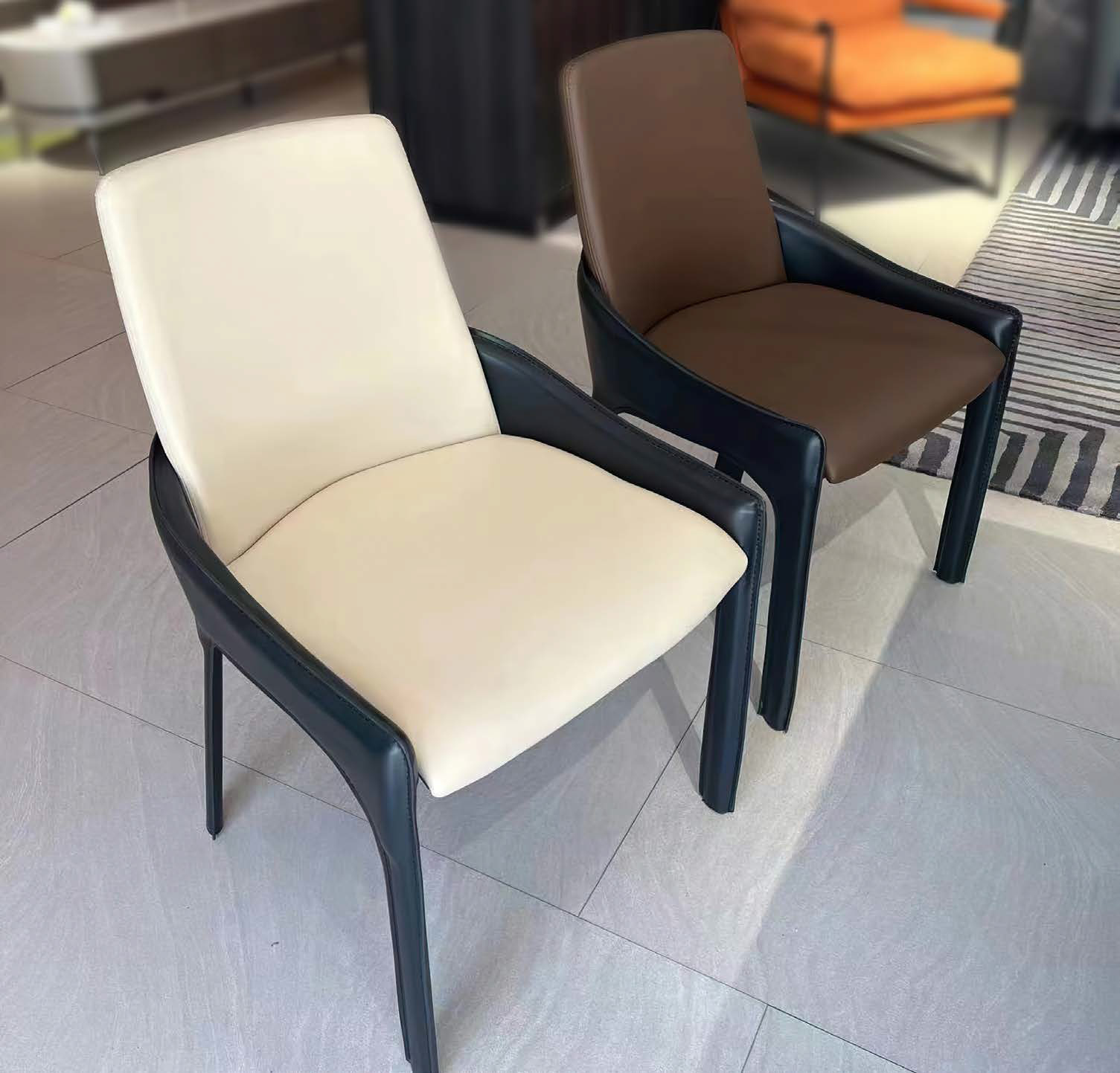 Sleek Dining Chair With Saddle Leather Upholstery, DFUP 1080 01
