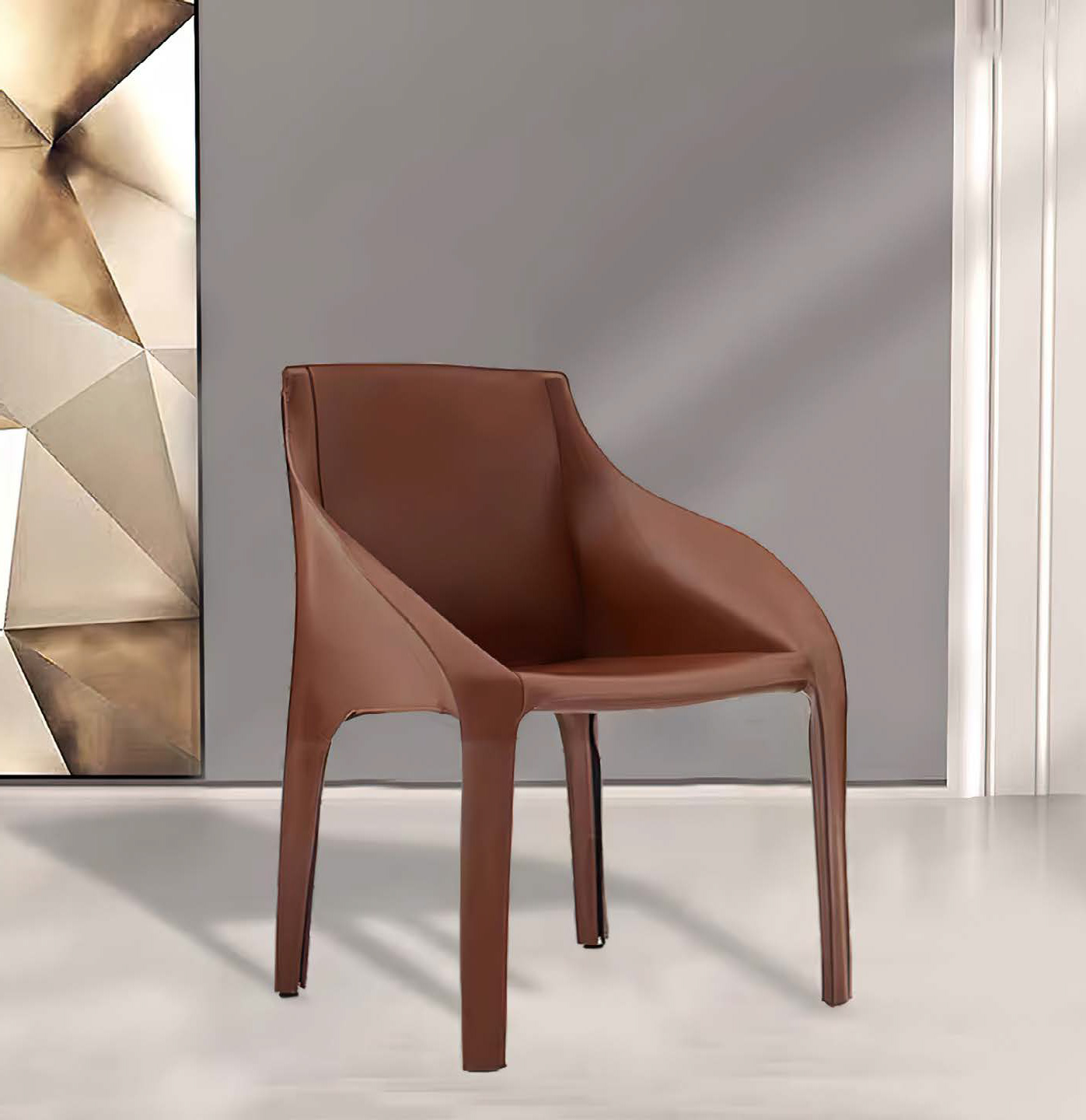 Luxurious Dining Chair With Saddle Leather Upholstery, DFUP 1099 01