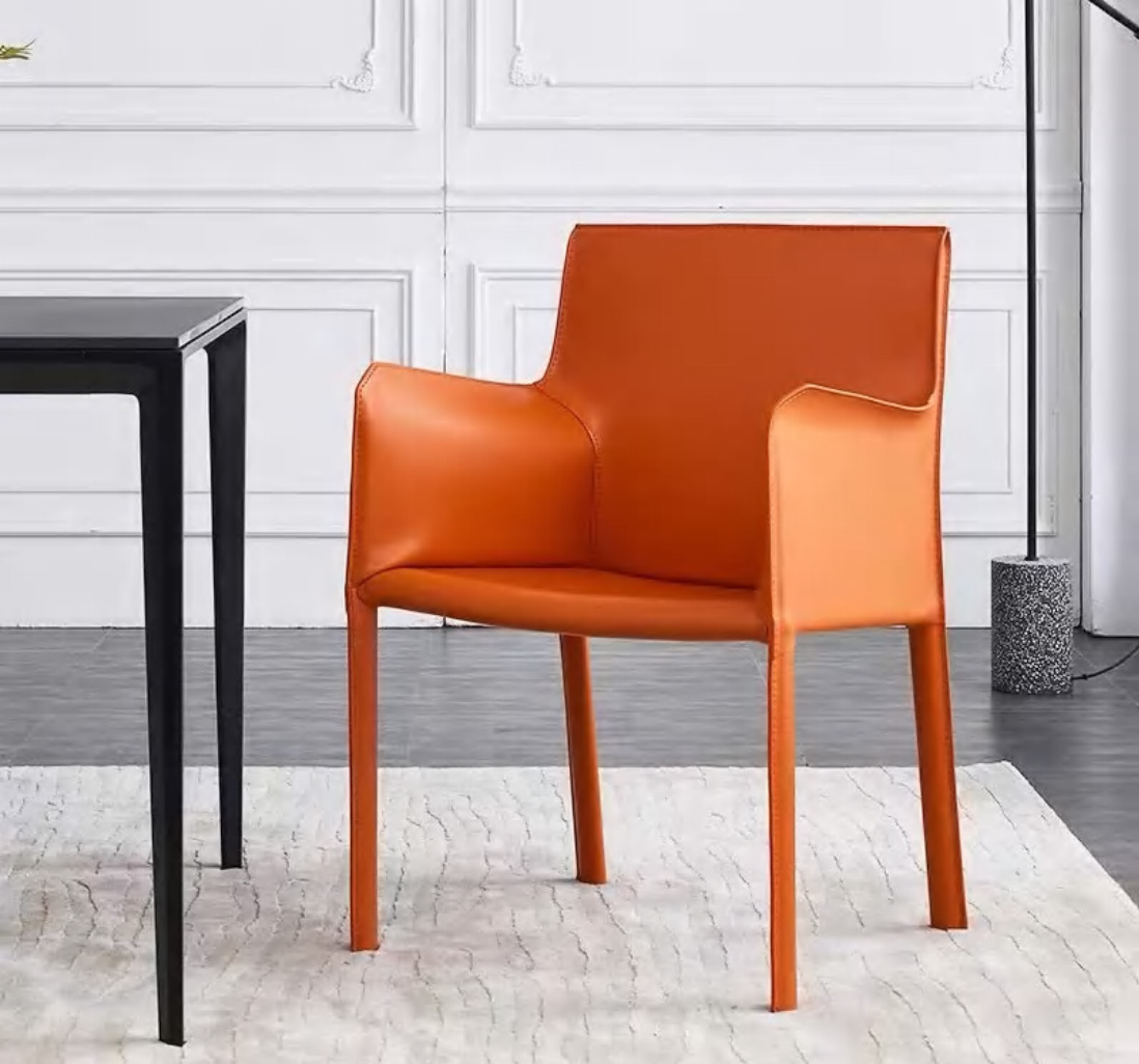 Contemporary Dining Chair With Saddle Leather Upholstery, DFUP 1101 02