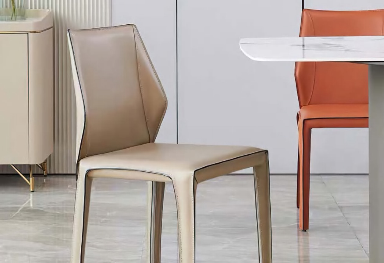 Modern Dining Chair With Saddle Leather Upholstery, DFUP 1110 03