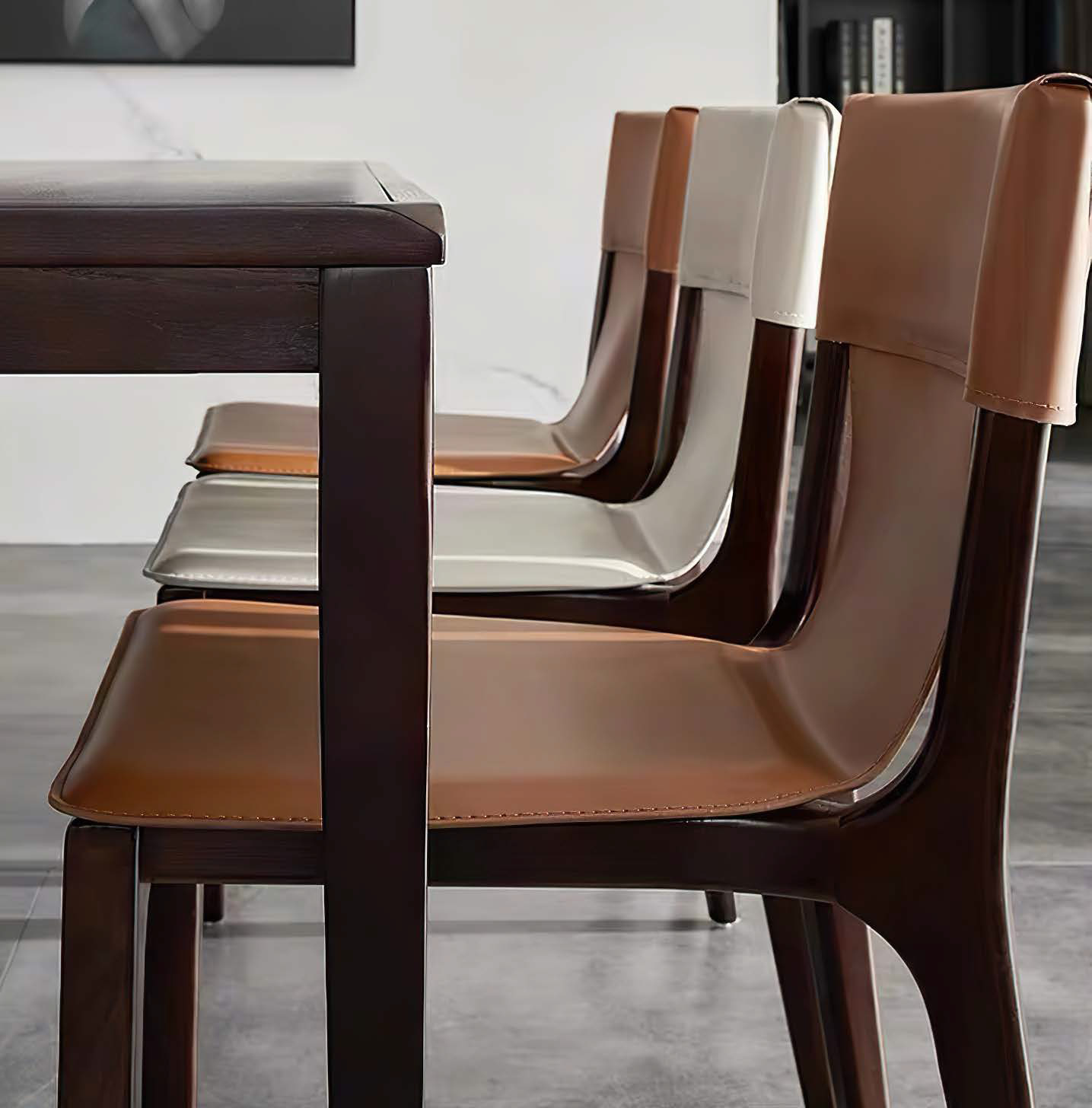 Sophisticated Dining Chair With Saddle Leather Upholstery, DFUP 1111 01